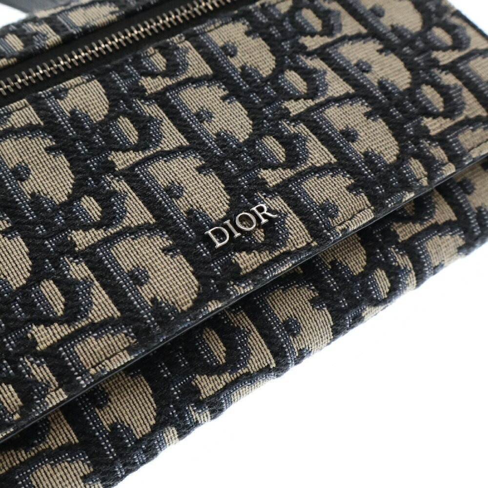 DIOR Trotter Oblique Compact Shoulder Wallet Bag Beige Tan - Picture 5 of 6